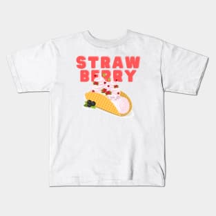 I love ice cream a waffle lot | Strawberry Ice Cream Flavor | Ice Cream Lovers | Sundae Lovers | Sweet Summer Treat | Sweet Tooth Kids T-Shirt